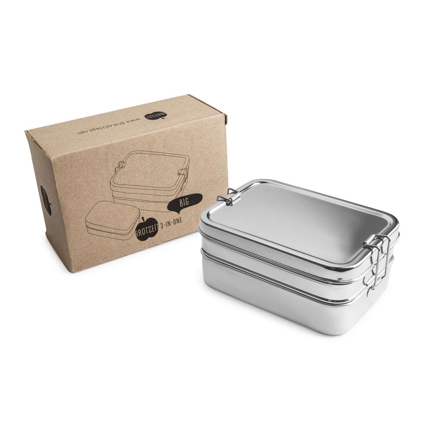Brotzeit Lunchboxen 3in1 BIG Three-in-one Brotdose Jausenbox aus Edelstahl 100% BPA frei fest versch