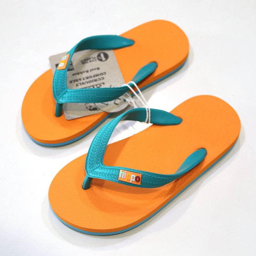 Hippobloo Flip Flop für Kinder SYDNEY orange türkis aus Naturkautschuk BPAfrei vegan Hippo