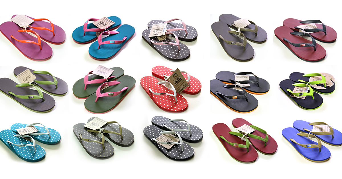 Hippobloo Flip Flop navy-gelb aus Naturkautschuk BPAfrei vegan