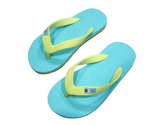 Hippobloo Flip Flop für Kinder KUMASI türkis orange gelb aus Naturkautschuk BPAfrei vegan Hippo Bloo