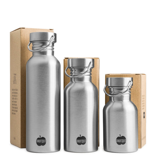 Brotzeit Trinkflasche aus Edelstahl plastikfrei BPAfrei in 3 Grössen