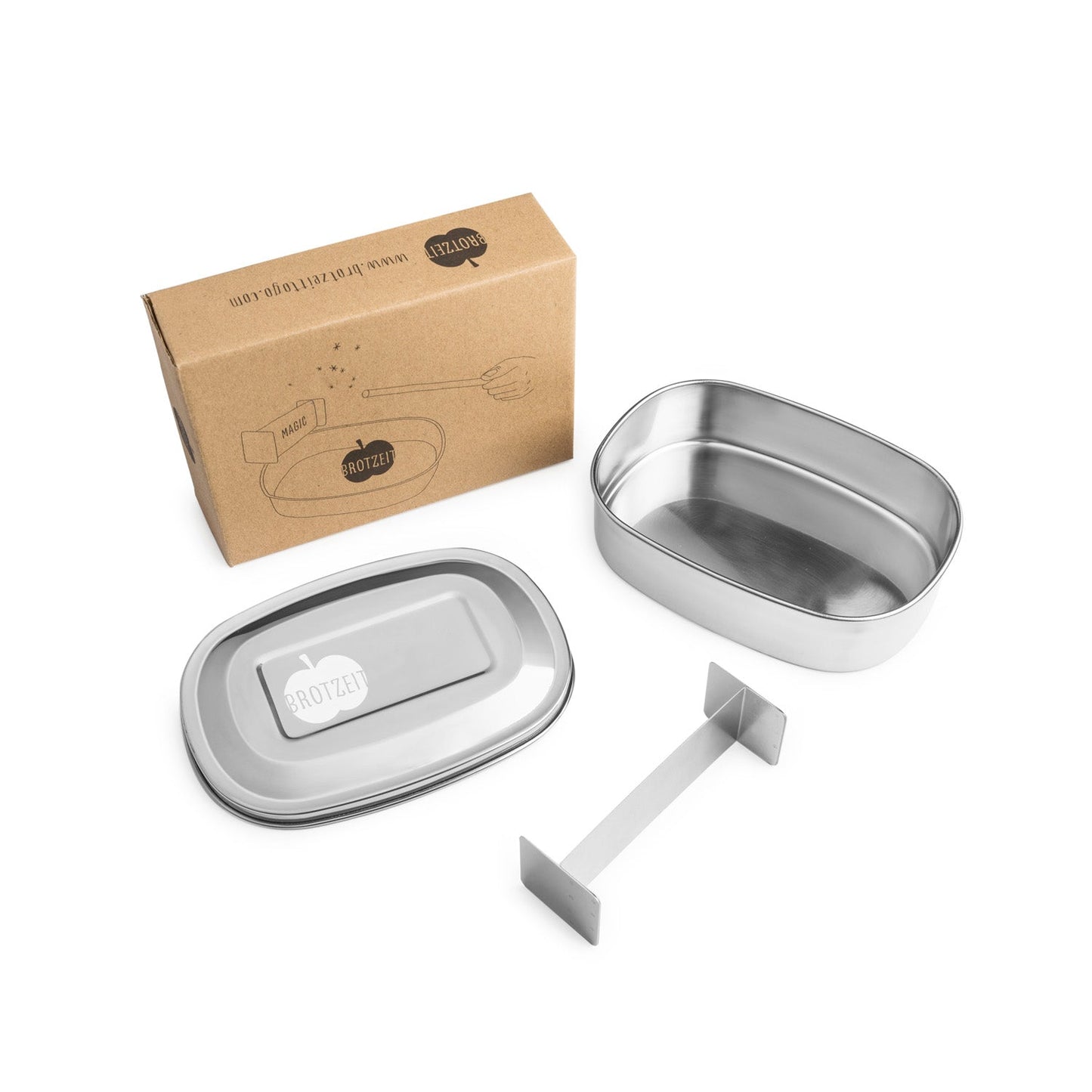 Brotzeit MAGIC Lunchboxen Brotdose Jausenbox mit herausnehmbarer Unterteilung aus Edelstahl
