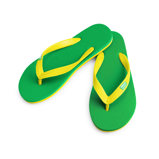 Hippobloo Flip Flop grün-gelb aus Naturkautschuk BPAfrei vegan